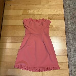 French connection ruffled pink strapless dress